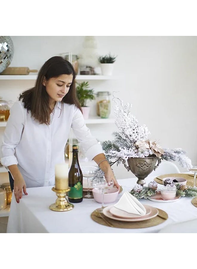 ChicAbode 12 حزمة مناديل قماش مجموعة مناديل قماش أبيض قابلة لإعادة الاستخدام الاستخدام اليومي مناديل قماش العشاء قابلة للغسيل مناديل ناعمة للحفلات المطاعم طاولة بار المنزل ديكور 43 × 43 سم - Image 5